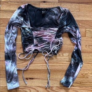 Forever 21 Black and Pink Tie-Dye Crop Top